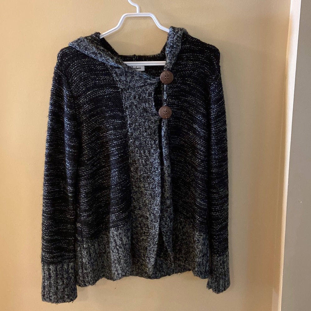 Carducci grey & black hooded cardigan size small